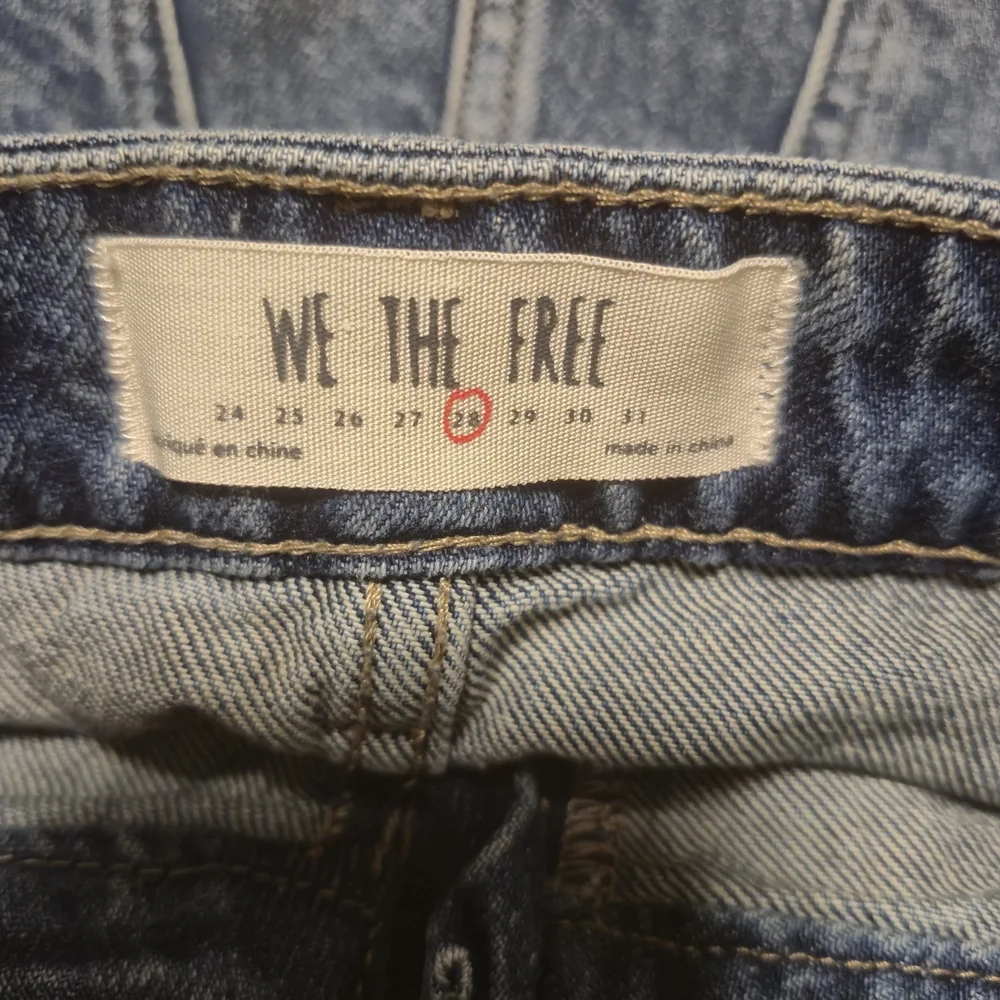 We The‎ Free Blue Denim Mini Skirt with Frayed Hem